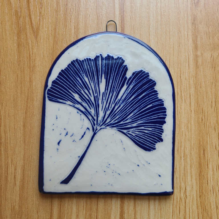 Gingko Leaf Sgraffito