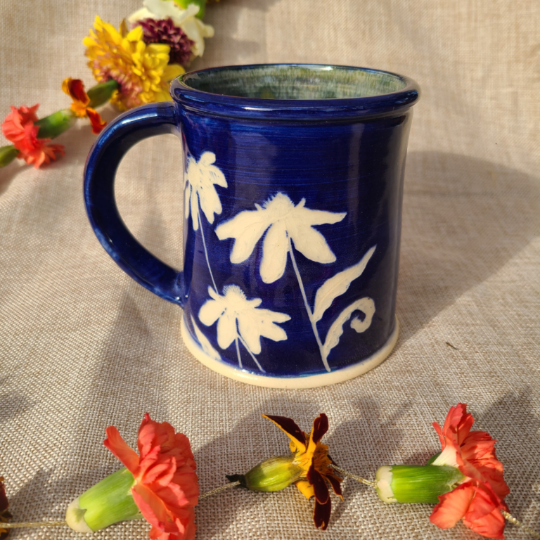 Hand carved Echinacea Mug